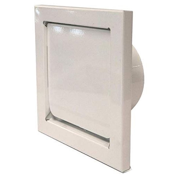 Durable 4-Inch White Powder Coated Metal Dryer Wall Vent Cap for House - Exterior Outdoor Dryer Vent Cover | Ideal for Bathroom Exhaust & Outside Dryer Vents | No Screen | Wall Cap | Dryer Vent Covers