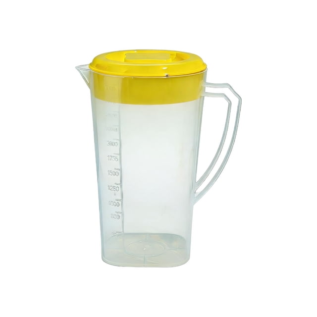 Transparent Water Pitcher with Lid – Large Capacity Plastic Jug for Iced Tea, Coffee, Lemonade & Fruit Infused Water (8.9x7.3 Inch)