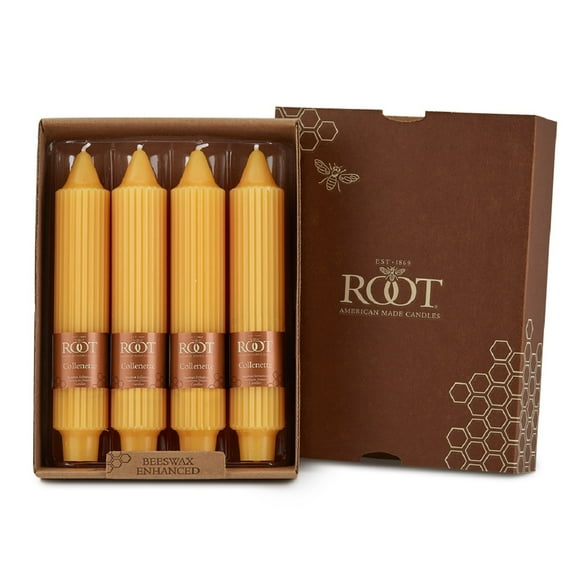 ROOT Candles 7" Grecian Collenette Taper Candles in Butterscotch (Box of 4)