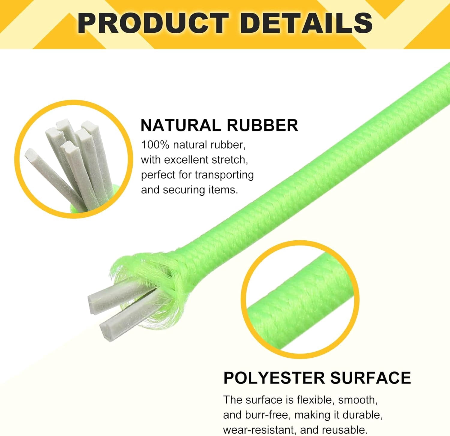 MKEUDQ-Elastic Bungee Cord, 1/8" x 32' Heavy Duty Polyester Bungee Shock Cords Kayak Stretch String Rope for Kayak Strap Tarp Tie Boating Tent Camping DIY Craft, Fluorescent Green