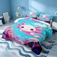 thumbnail image 3 of Erosebridal Cute Axolotl Twin Quilt Set, Sea Wildlife Twin Coverlet Set, Pink Reversible 2 Pieces, 1 Bedspread and 1 Pillowcase, 3 of 7