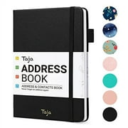 Taja Address Book with Alphabetical Tabs,Hardcover Address Book Large Print for Record Contacts, Small Address Book to Store All Your Important Informations in One Place - Black