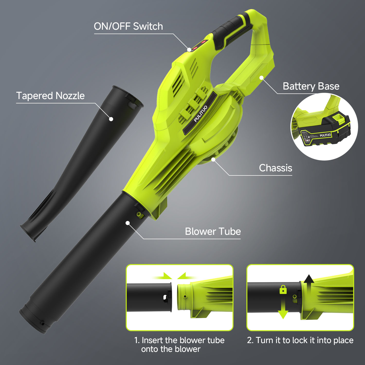 Pulituo 20V Cordless Leaf Blower with Dual Batteries photo 2