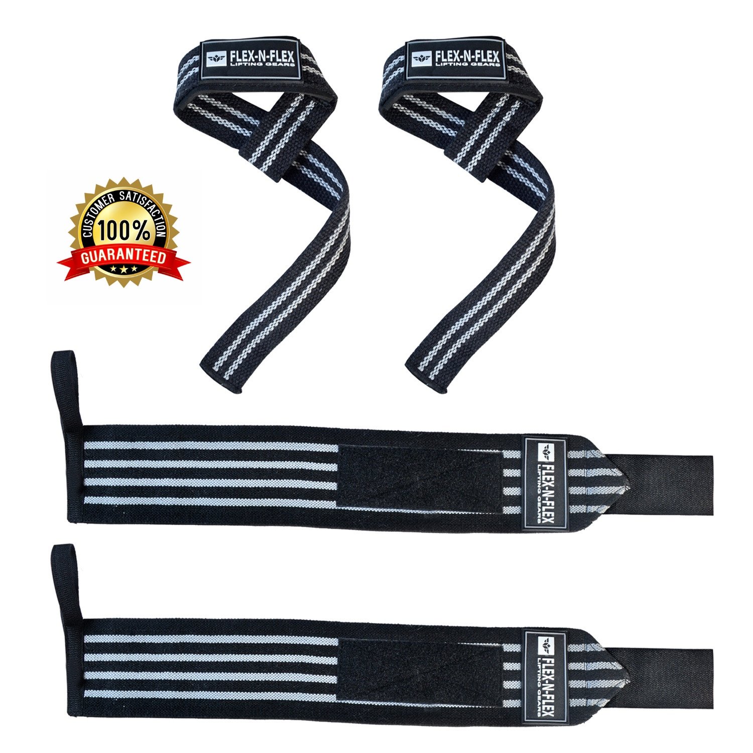 Wrist Wraps Lifting Straps Bundle 2 Pairs, Heavy Duty Material