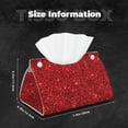 thumbnail image 6 of Lsque Red Glitter Printed Long Tissue Box Cover Holder, Facial Paper Organizer Dispenser,Triangle with Bottom Belt, PVC Leather Decorative Organizer, 6 of 9