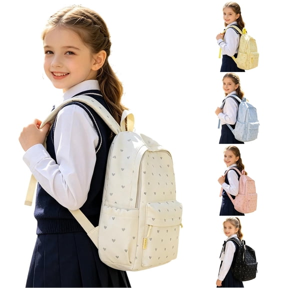 XINXIAOO Student Backpack with Heart Print, Large Capacity Daily School Bag