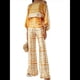 thumbnail image 1 of Conjunto de Dos Piezas Holgado de Otoño para Mujer, con Hombros Descubiertos, Estampado, Larga, Pantalones Anchos Informales. Cuadrado Amarillo L, 1 of 4