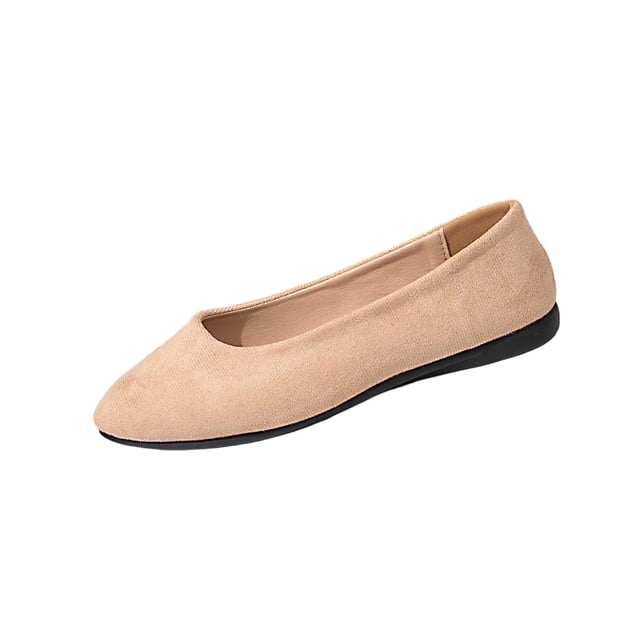 Khaki Womens Flat Shoes Pointed Toe Lightweight Shallow Slip On Breathable Upper Non Slip Casual Comfortable Daily Wear Versatile Size 41