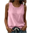 thumbnail image 2 of VBVC Women's Cotton Linen Crew Neck Tank Top , Loose Fit Summer Casual Blouse For Women , Ladies' Sleeveless Plain Shirt with Pockets,Pink,S-2XL, 2 of 6