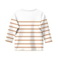 thumbnail image 3 of Efsteb Kids Girls 3/4 Sleeve Tshirt Round Neck Three-quarter Sleeve Tops Comfy Loose Summer Cute Striped Print Casual Blouses(Orange,4-5 Years ), 3 of 4