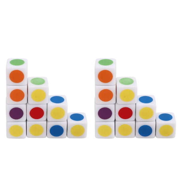 20 Cubos De Colores De 22 Mm Con Puntos - 6 Tonos Para Enseñar Colores Básicos En El Aula O En Casa