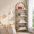thumbnail image 5 of Tribesigns 70.8" Industrial Wood Bookcase, 4-Tier Open Bookshelf Storage Shelves with Metal Frame, White and Gold, 5 of 6