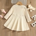 thumbnail image 4 of Flower Girl Dress,Baby Girls Solid Ribbed Autumn Long Sleeve Princess Dress with Headbands,Coordinated Outfit, Seasonal Clothing,Toddler Girl Dress,White,18-24 Months, 4 of 5