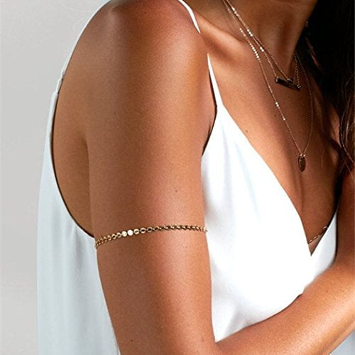 Boho Arm Cuff Sequin Arm Bracelet Dainty Armband Minimalist Upper Arm Cuff Jewelry For Women and Girls for Women and Girls Gold Walmart