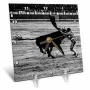 3dRose Vintage Spanish Bullfight Series No. 12 Picador Matador Span Torero - Desk Clock, 6 by 6-inch