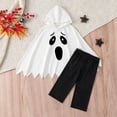 thumbnail image 5 of RUTAYY Boys Halloween Outfit Set Hooded Ghost Cape Graphic Top Pants 2 Piece Holiday Party Attire, White, 5 of 6