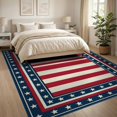 thumbnail image 3 of ODIKA 8'x10' Washable Area Rug Durable, Non-Slip Door Striped Motif Border Independence Welcome July Patriotic Refined Structured for Living Room, Under Sectional, Family, 3 of 7