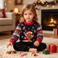 thumbnail image 6 of Toddler Boys Christmas Holiday Knit Pullover Sweater, Festive Reindeer Santa Gingerbread Graphic Crewneck Top 3-4 Years, 6 of 9