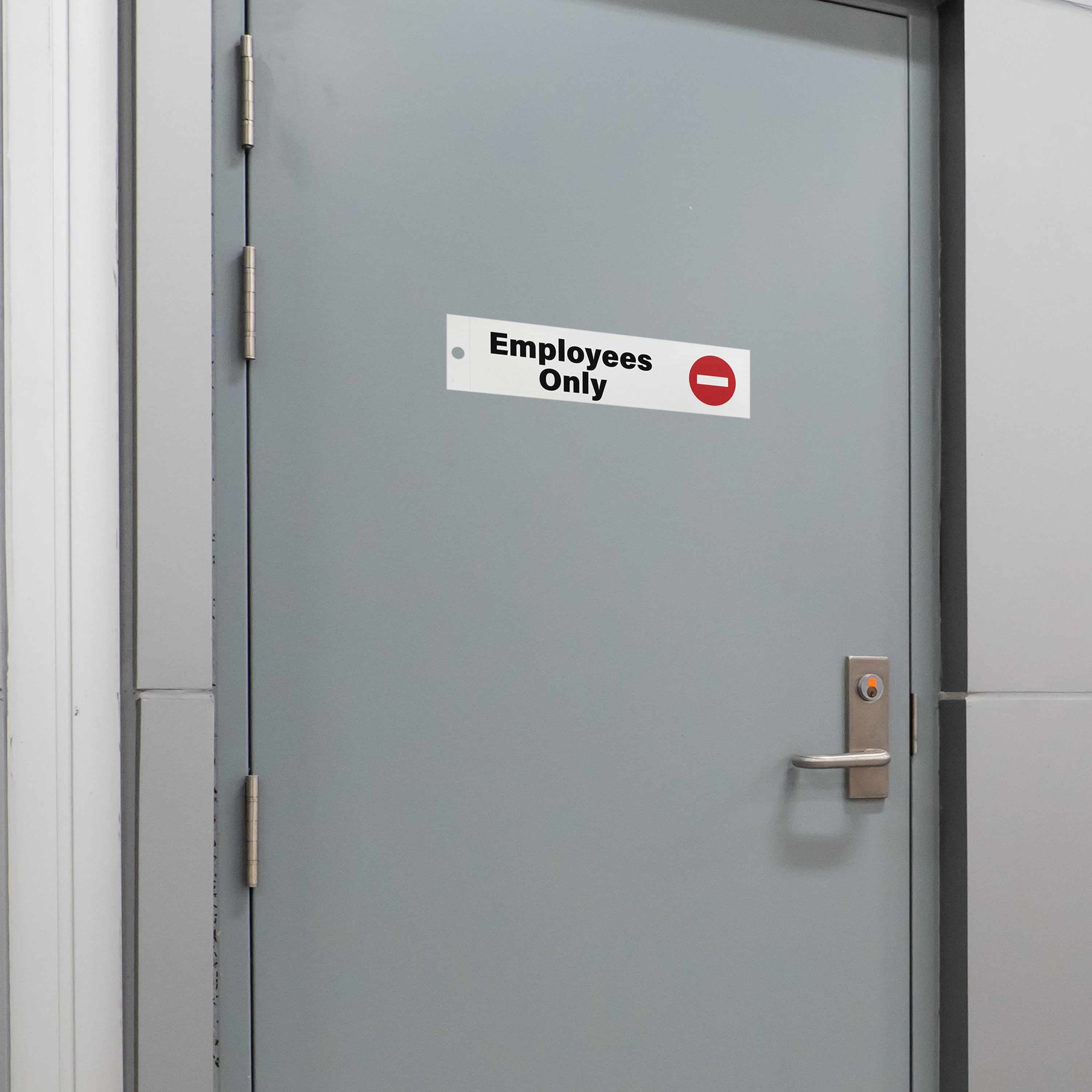 (4 pack) Pen+Gear Employees Only Sign–2x8inch, Silver Mylar, High-Visibility, Durable Office & Business Door Sign