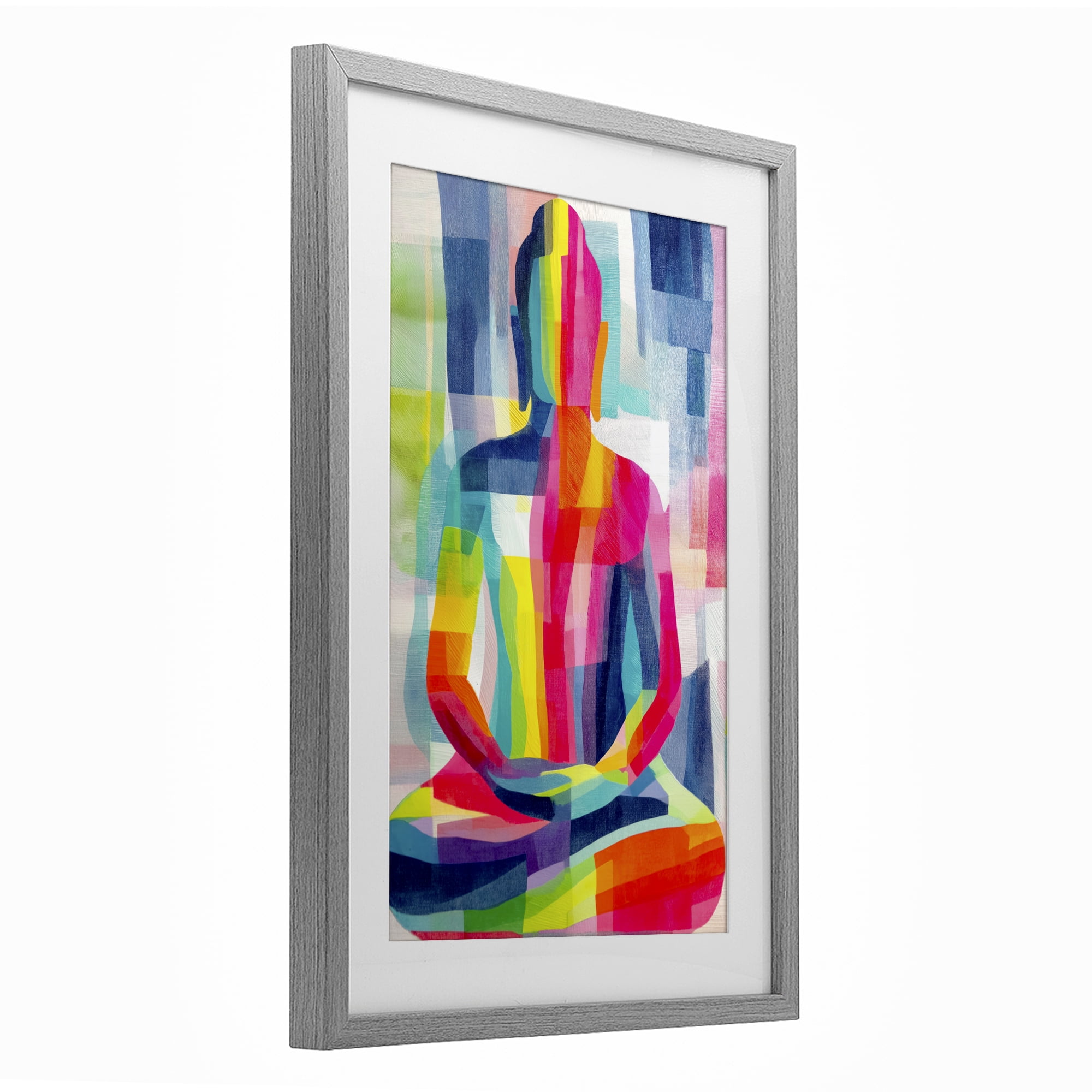 Stupell Industries Geometric Buddha In Spectrum Gray Framed Print Under Glass, design by Chromatic Storm Studio