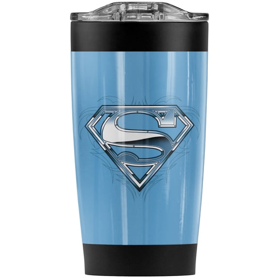 Superman Tribal Chrome Shield Stainless Steel Tumbler 20 oz Coffee Travel Mug/Cup, Vacuum Insulated & Double Wall with Leakproof Sliding Lid | Great for Hot Drinks and Cold Beverages
