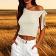 thumbnail image 2 of CUSTG Sleeveless Women Solid Color One Shoulder Fitted Front Tie Knot Blouse Camisole Tops Cozy Ladies Summer Shirts, 2 of 4