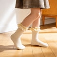 thumbnail image 2 of MDUKONU Little Girls Vintage Ruffle Ankle Lace Socks Toddler Girl Boot Socks,3 Pairs Size: S Beige, 2 of 5