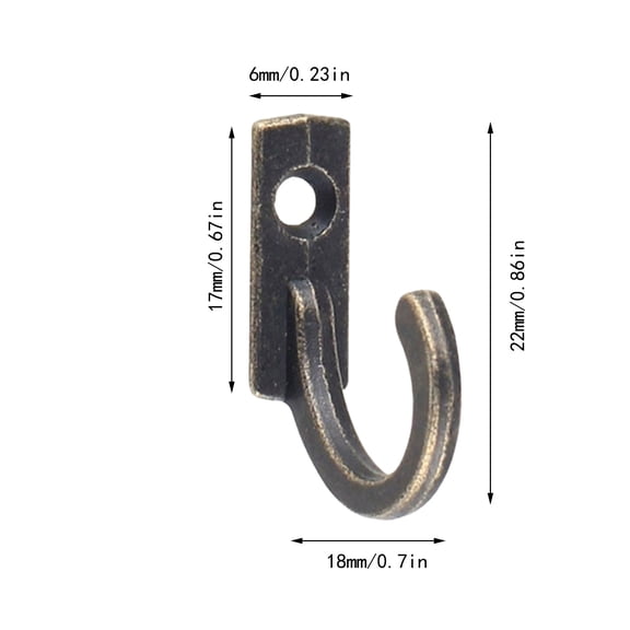 Clearance Under $0.59! 10PCS Vintage Bronze Wall Hooks, Single Coat Hangers with Screws for Bathroom & Kitchen, Alloy, for Home Decor, Bronze, One Size