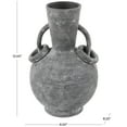 thumbnail image 3 of DecMode 13" Textured Whitewashed Gray Ceramic Vase with Ring Handles, 3 of 9