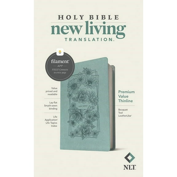 NLT Premium Value Thinline Bible/Filament Enabled-Bouquet Teal LeatherLike