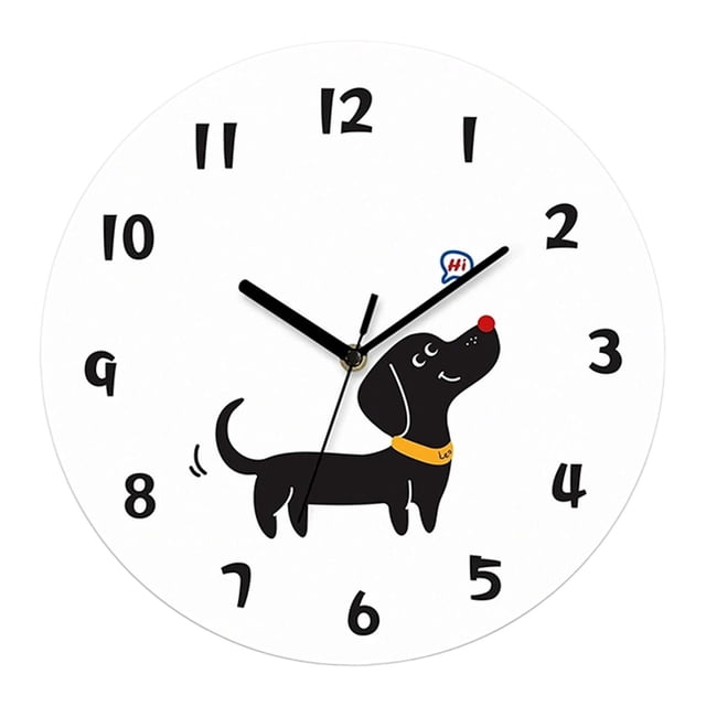 Reloj de pared con forma de perro, silencioso, bonito, creativo, redondo, adorno de pared de acrílico, decorativo 30 cm