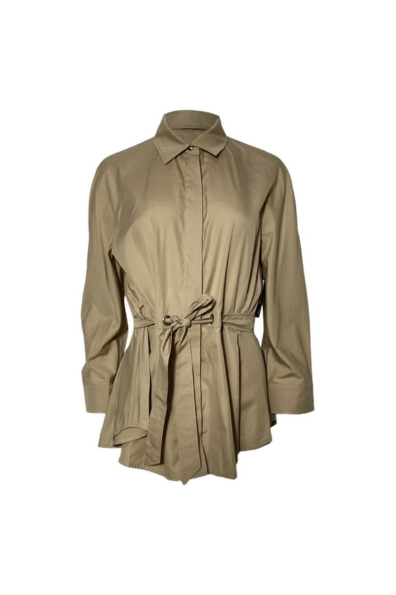 Pre-Owned Max Mara Cuneo Belted Shirt in Beige Cotton