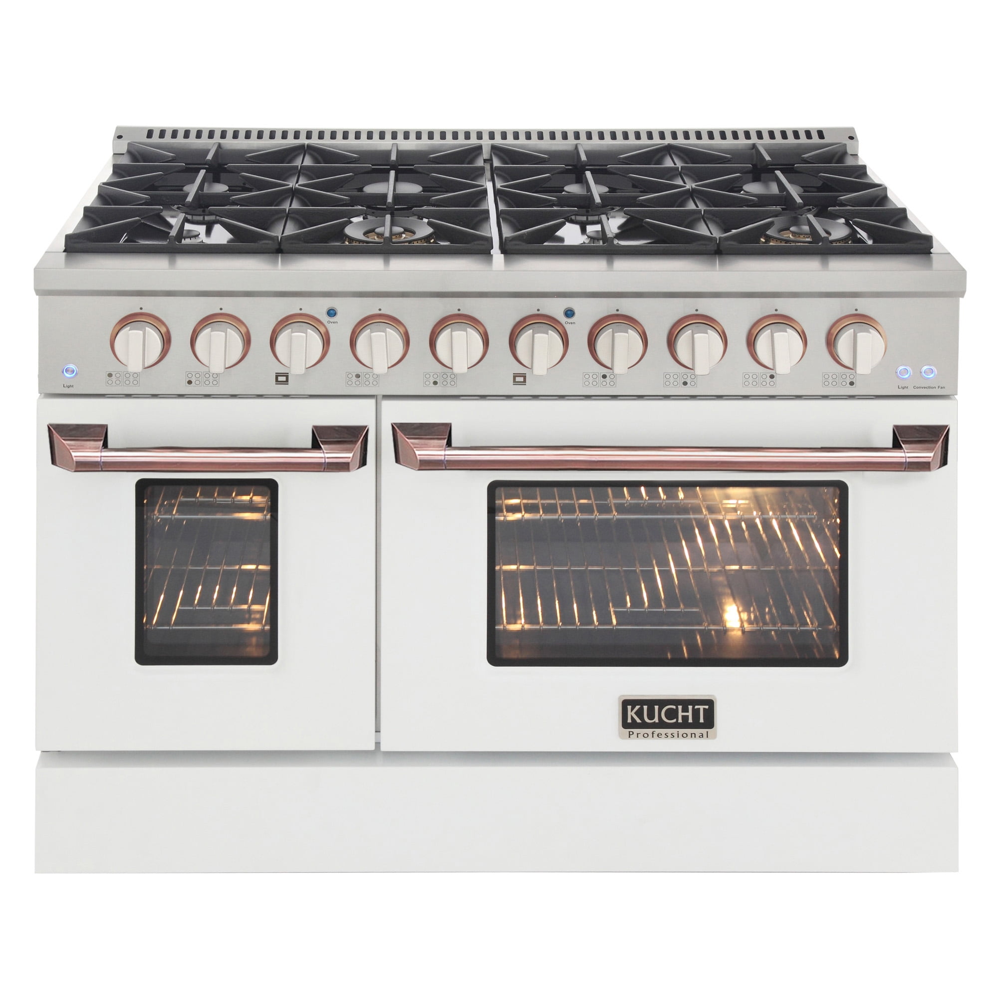 48 in. 6.7 cu. ft. Dual Fuel Range for Natural Gas in White and Rose Gold