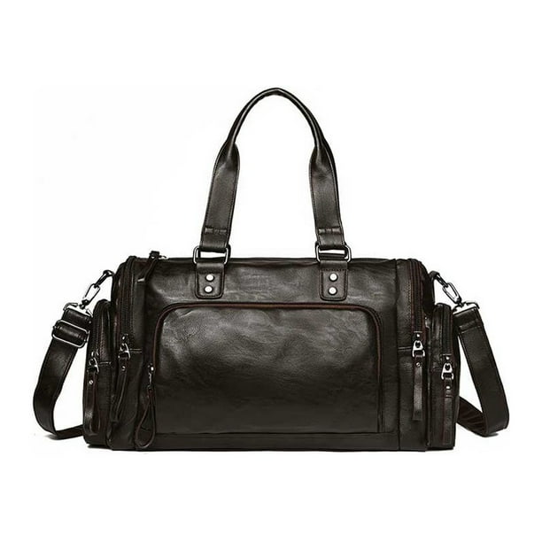 Qarigey Bolso de hombro de gran capacidad multifunción de cuero de mensajero Vintage, bolsos de mano, maletín de documentos de oficina para Fitness, Envolturas para manijas de equipaje Marrón Qarigey AP015008-02