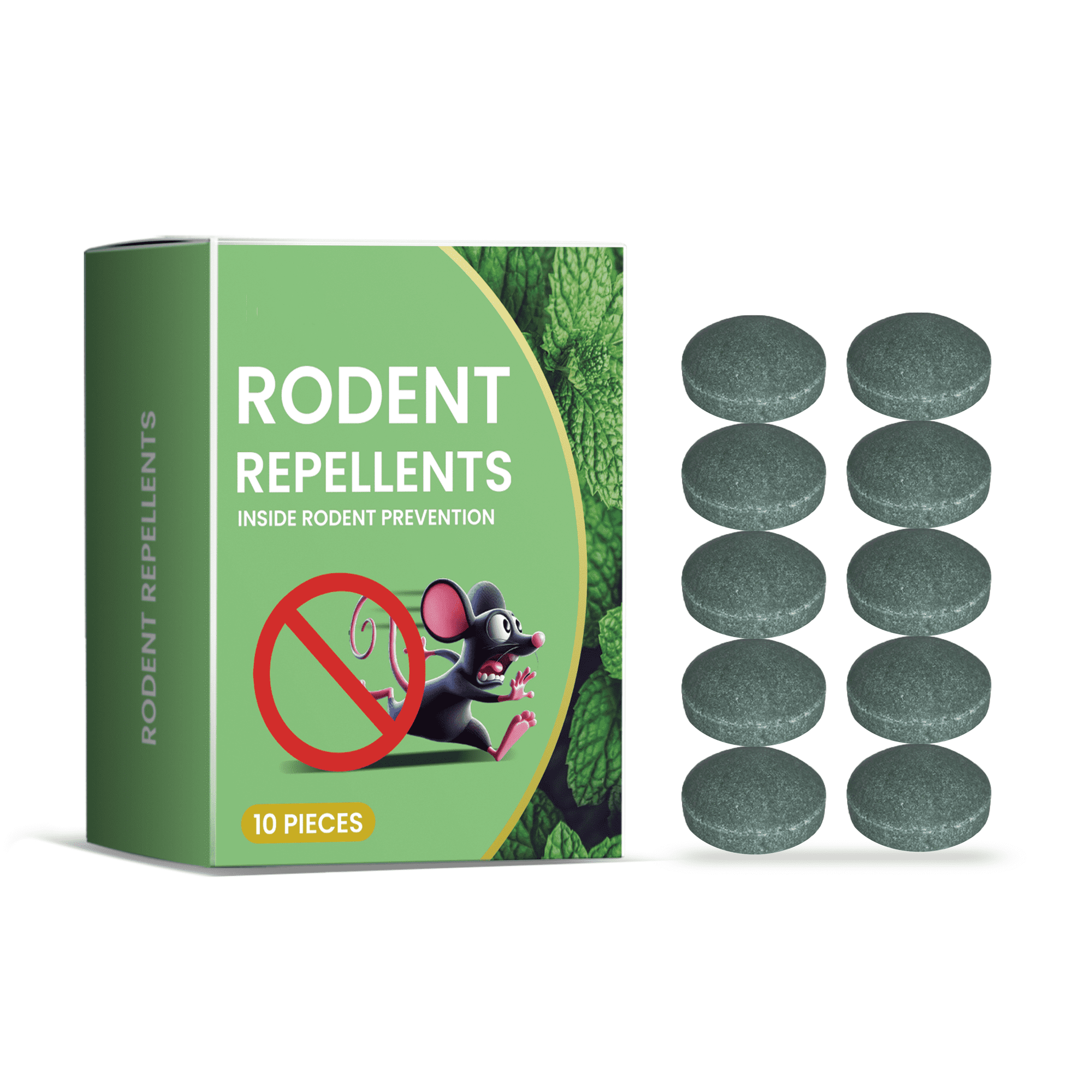Rodent Repellent Pills for Indoor and Outdoor Use, Natural Peppermint Oil Mouse Repellent for Vehicle Engines, Closets, and Basements, Long-Lasting Pest Control, 10 Pieces