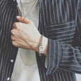 thumbnail image 2 of Unisex Titanium Steel Bracelet with Geometric Dumbbell and Alloy Pendant Korean Fashion Jewelry Numbers and Letters, 2 of 10