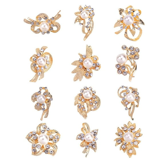 Broche Zulema Rhinestone Brooch Set 12 piezas