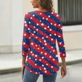 thumbnail image 5 of Women's T Shirt Independence Day Print Button 3/4 Sleeve Daily Weekend Fashion Basic V- Neck Regular Top, 5 of 5