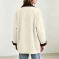 thumbnail image 6 of Bexdxz Barn Jackets for Women, Contrast Corduroy Collar Button Down Coat, Relaxed Fit Mid‑Length Long Sleeve Outerwear with Pockets, Casual Fall Daily Workwear for Women White S, 6 of 7