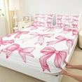 thumbnail image 3 of Manfei Cute Bow Knot Queen Sheet Sets 4 Pieces for Kids Girls, Kawaii Ribbon Bowtie Flat Sheet, Princess White Pink Queen Fitted Sheet, Ultra Soft Home Decor, 3 of 6