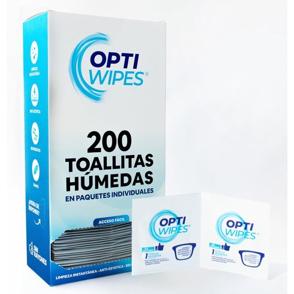 Toallitas Húmedas Limpiadoras Optiwipes Lentes Pantallas 200 Pzs
