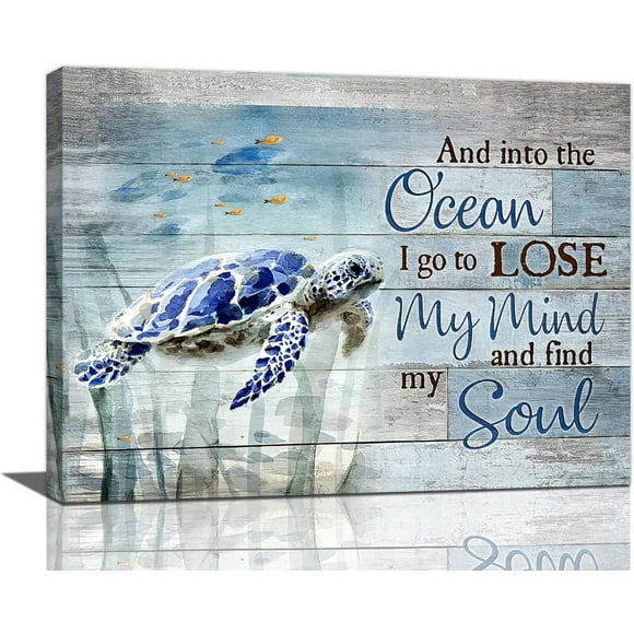 AIR-Sea Turtle Wall Art Turtle Pictures Wall Decor Inspirational Quotes Canvas Painting Print Ocean Artwork Modern Home Decor Framed for Living room Bedroom Bathroom Office 12"X16"