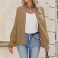thumbnail image 6 of Stichou Women's Chunky Knit Open Front Sweater Long Sleeve Button Down Loose Casual Oversized Cardigan Outerwear Khaki XL, 6 of 6