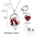 thumbnail image 3 of Juwaliy Collar Madre Hija 925 Plata de Ley Corazón de Amor Granate Piedra de Nacimiento de Enero Dije Joyería Mujer Mamá Cumpleaños Navidad Mother's Day Regalo, 3 of 6