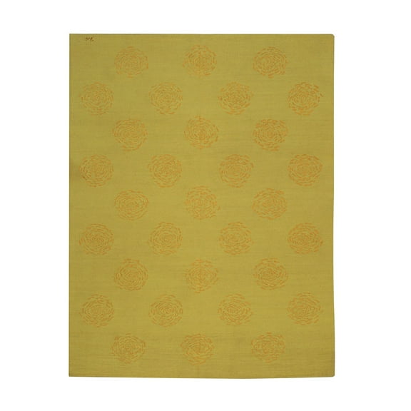 EORC Yellow Handwoven Wool Contemporary Modern Flat Weave Rug, 6' x 8'
