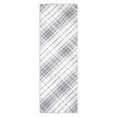 thumbnail image 2 of GlowSol 2' x 6' Long Runner Rug Bedroom Rug Modern Plaid Geometric Rug Farmhouse Stripe Rug Indoor Low Pile Non-Slip Rug for Laundry Kitchen, Light Gray, 2 of 7