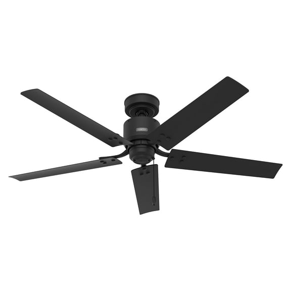 Restored Hunter Fan 52 inch Casual Matte Black Indoor/Outdoor Ceiling Fan with 5 Blades and Pull Chain (Refurbished)
