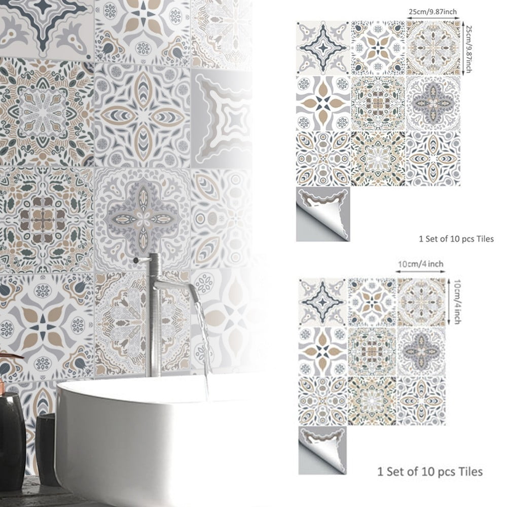 10pcs Moroccan Self-adhesive Bathroom Kitchen Deco Wall Stair Floor Tile Sticker 
