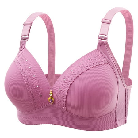 

Women s Casual Ribbed Bra Comofy Lace Floral Print Full Coverage Lingerie Underwear Gathered Push-up Everyday Bras