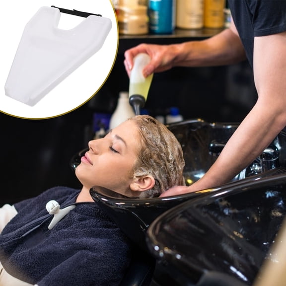 OUNONA Portable White Hair Washing Basin with Neck Rest, Plastic Salon Shampoo Bowl for Comfortable Hair Care